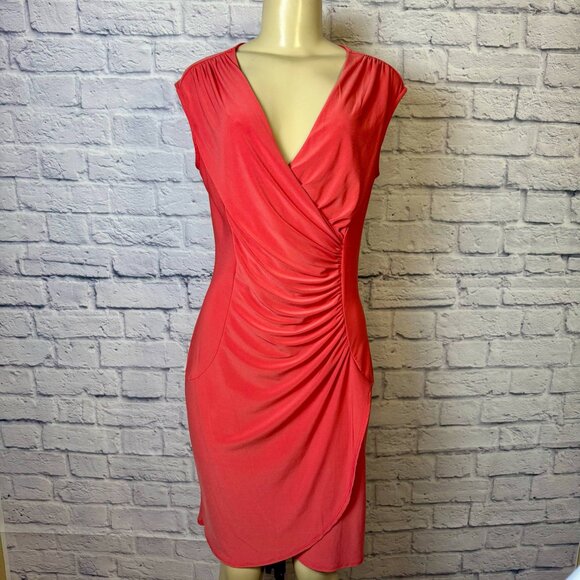 Dana Buchman Coral Ruched Sheath Dress – Size M - Picture 1 of 4